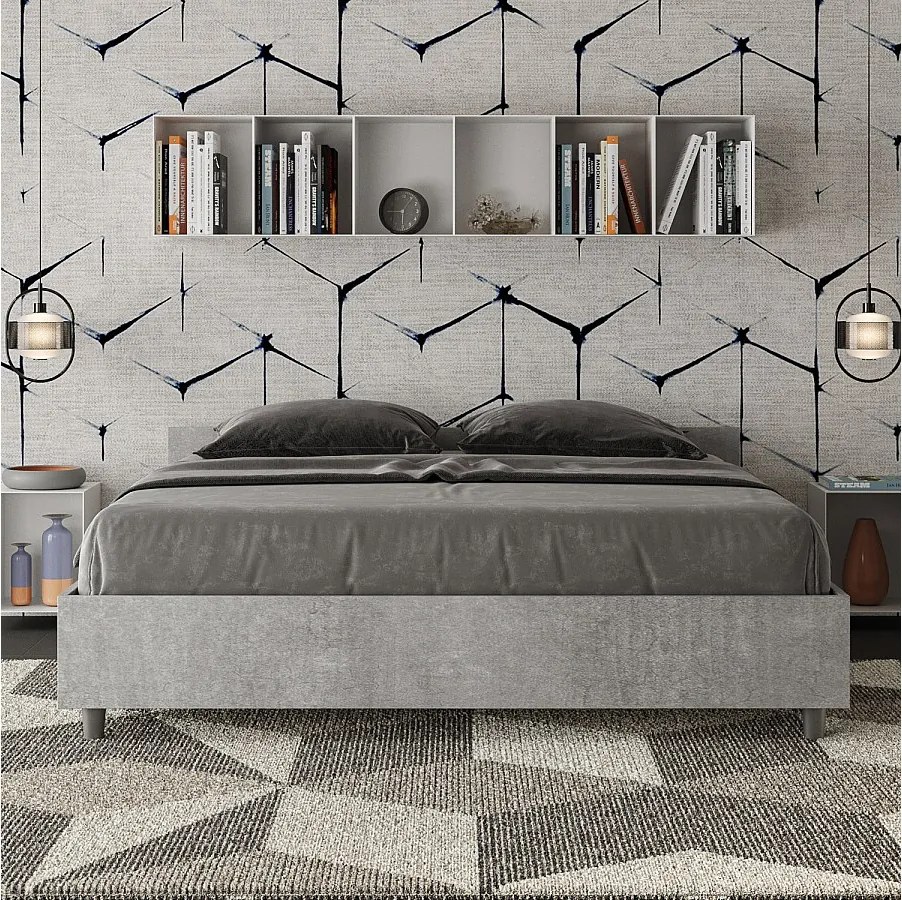 Łóżko wyposażone w stelaż z listwami z pojemnikiem 160x190 Cementu Nuamo