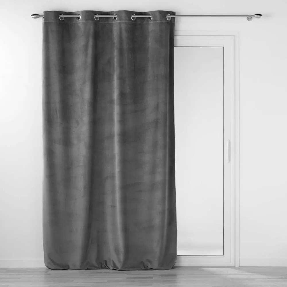 Antracytowa aksamitna zasłona 140x260 cm Velouriane – douceur d'intérieur