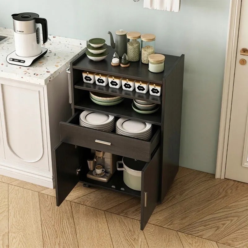 Szafka wózek kuchenny komoda stół regał nowoczesny mobilny na kółkach czarna