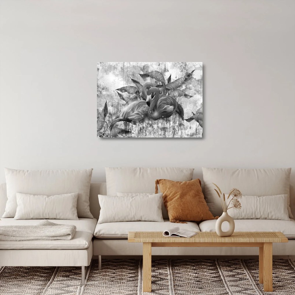 Obraz na szkle - Graffiti z flamingami (70x50 cm)