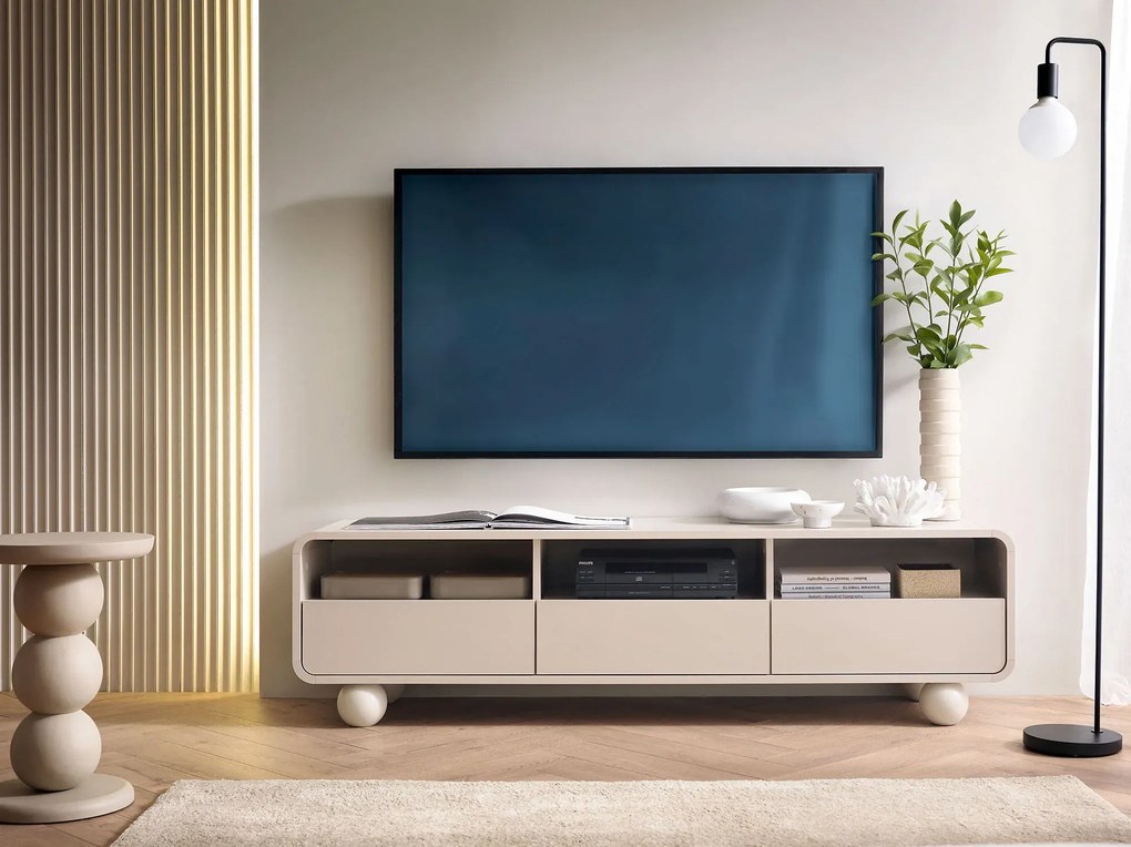 Kaszmirowa szafka RTV na kulistych nóżkach 160 cm P4-C61