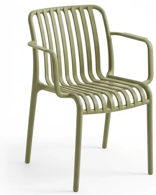 Plastowe krzesło TREGO z podłokietnikami, zielone