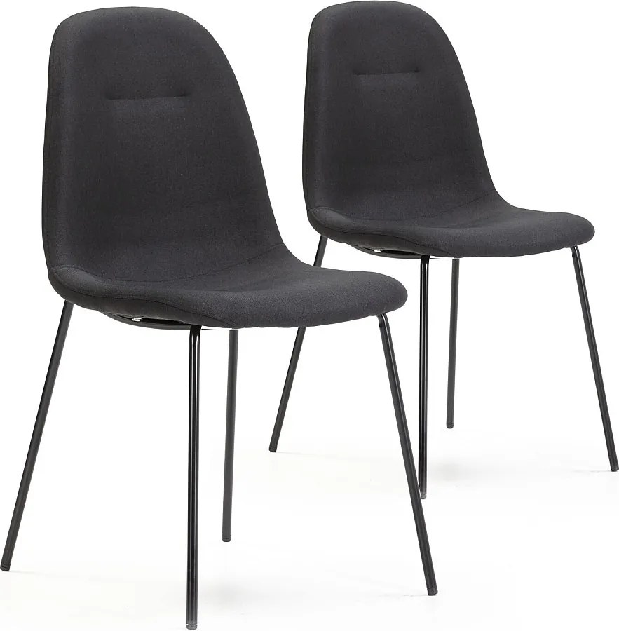 Kolumna Pakiet 2 krzesła jadalni Brenda tapicerowane czarne, 44 cm x 54 cm x 85 cm