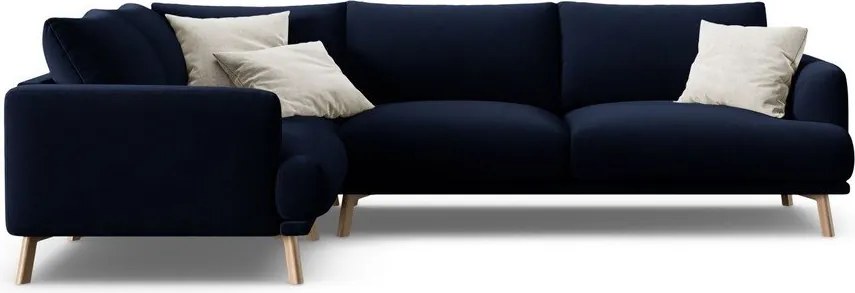 Ciemnoniebieski aksamitny narożnik (lewostronny/w kształcie litery L) Naomi – Micadoni