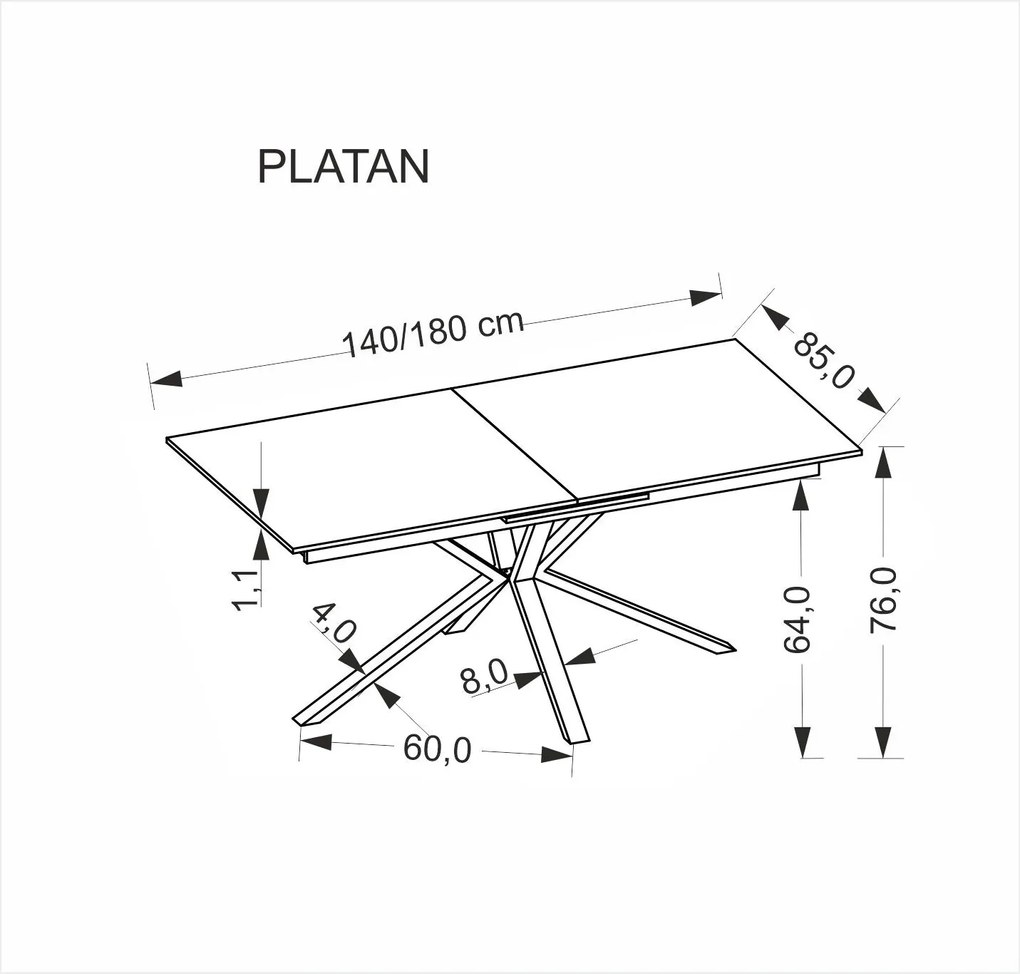 Stół do jadalni ze spiekiem na blacie Platan Halmar