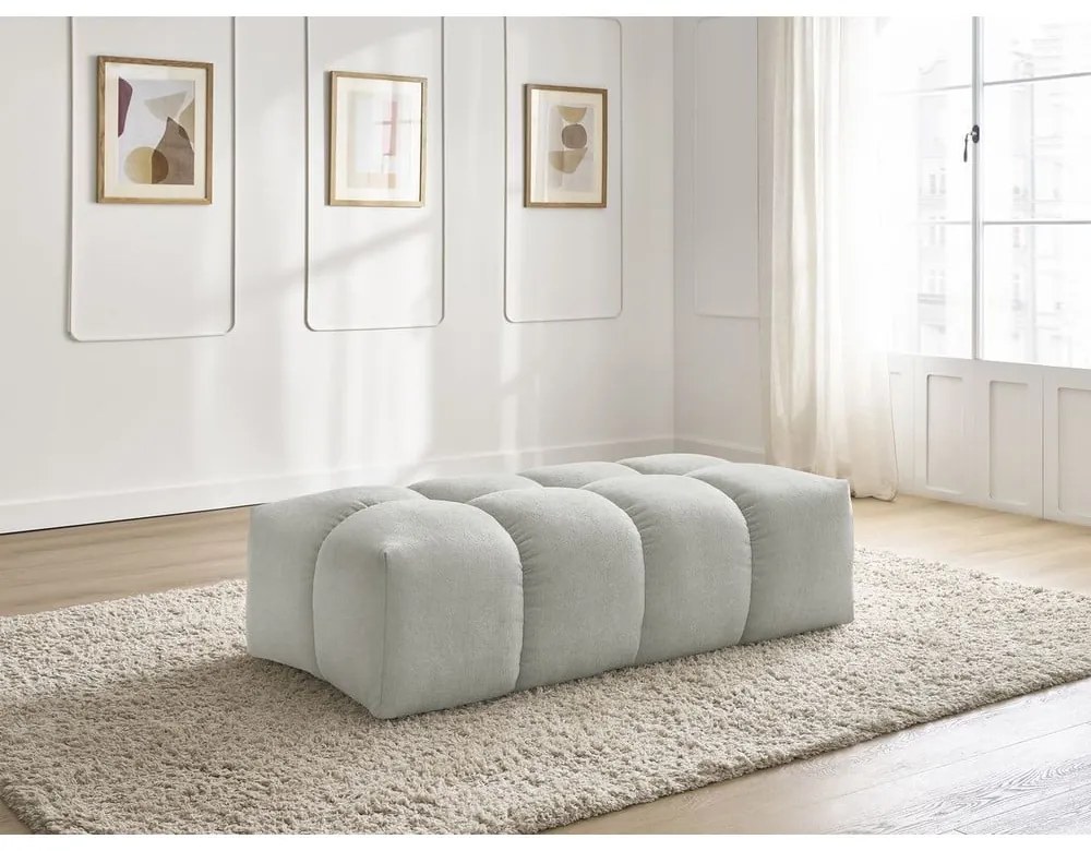 Jasnoszary podnóżek z tkaniny szenilowej Everest – Bobochic Paris