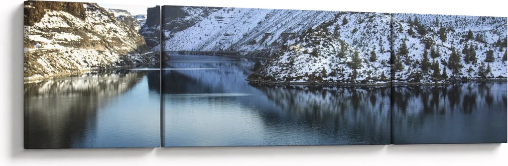 Obraz - zimowy krajobraz z jeziorem (170x50 cm)
