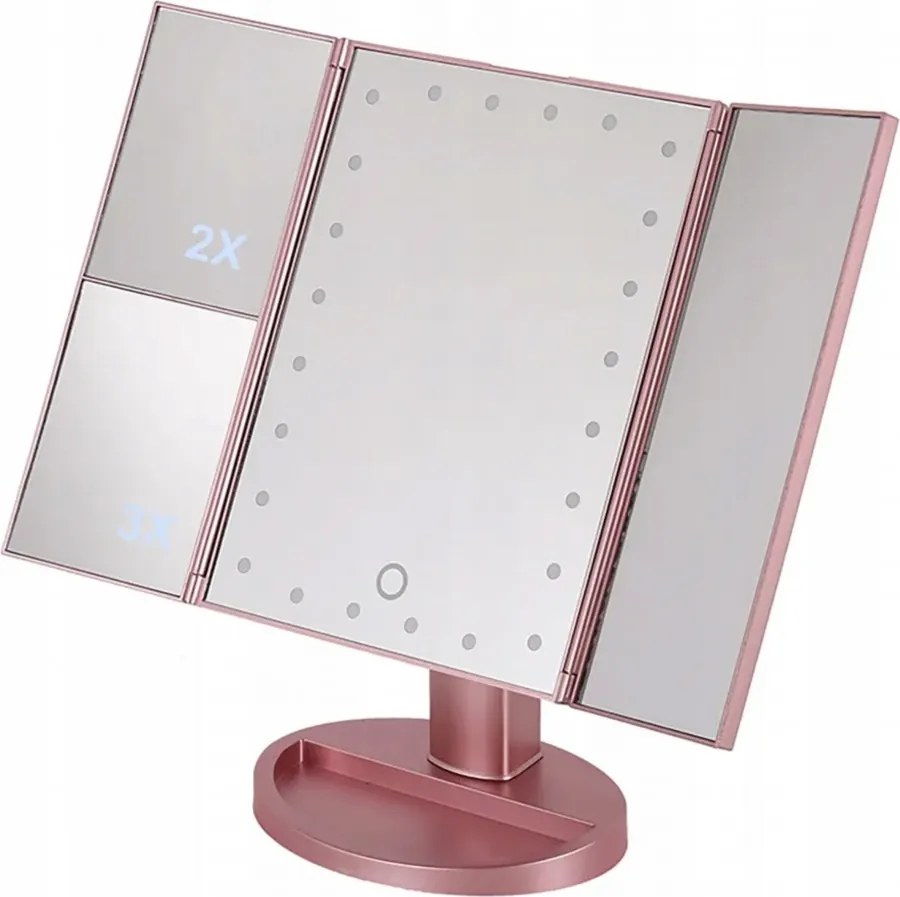 Lusterko PREMIUM Do MAKIJAŻU Powiększające 3X Kosmetyczne PODŚWIETLANE LED