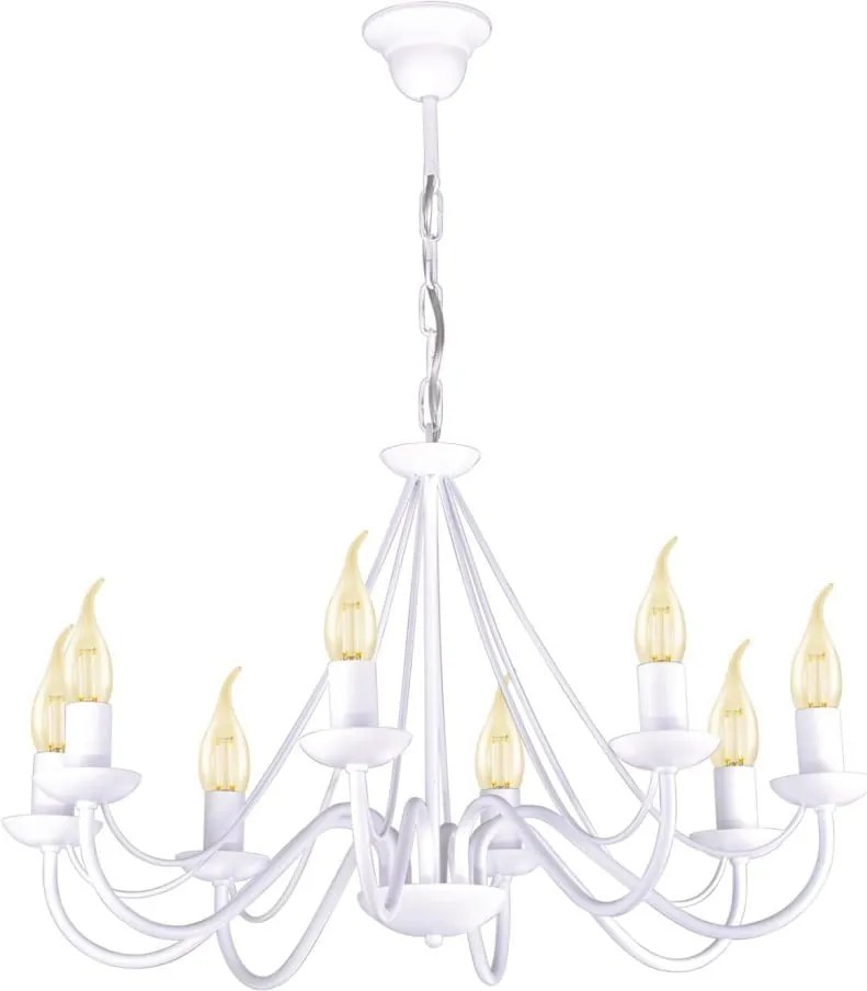 Żyrandol retro, świecznikowy kolor biały, osiem ramion Bartez Wh 8