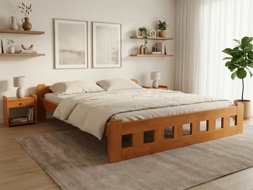 Łóżko Naomi podwyższone160 x 200 cm, olcha Stelaż: Ze stelażem listwowym rolowanym elastycznym, Materac: Materac Deluxe 10 cm