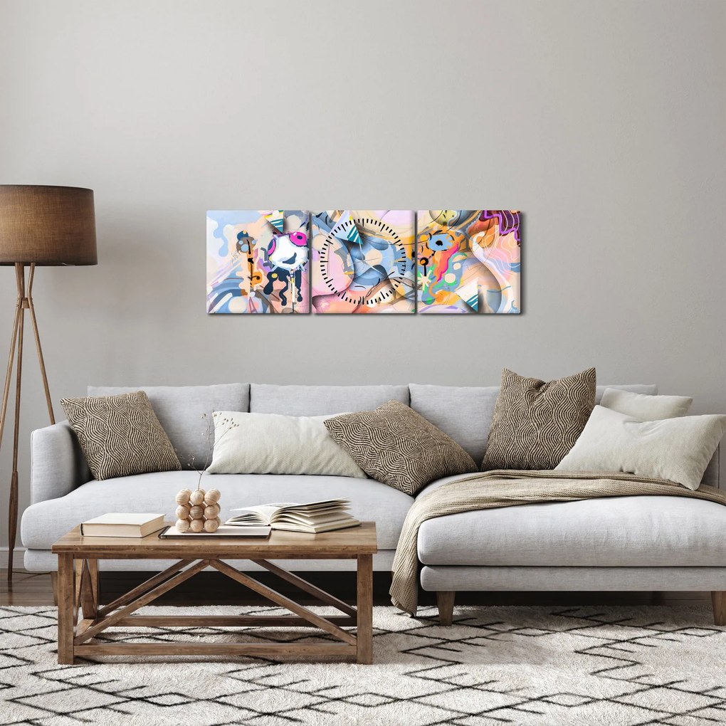 Obraz - Abstrakcja bajki (z zegarem) (90x30 cm)