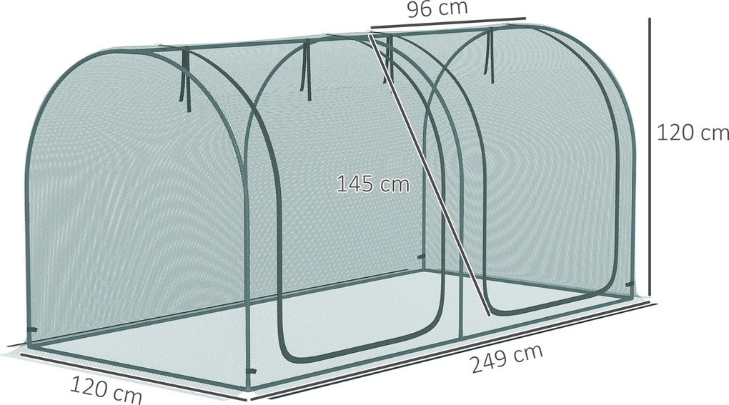 Outsunny Siatka Ochronna Ogrodowa Namiot dla Roślin Warzywnik z Drzwiami 249x120cm Ochrona Przed Szkodnikami | Aosom PL