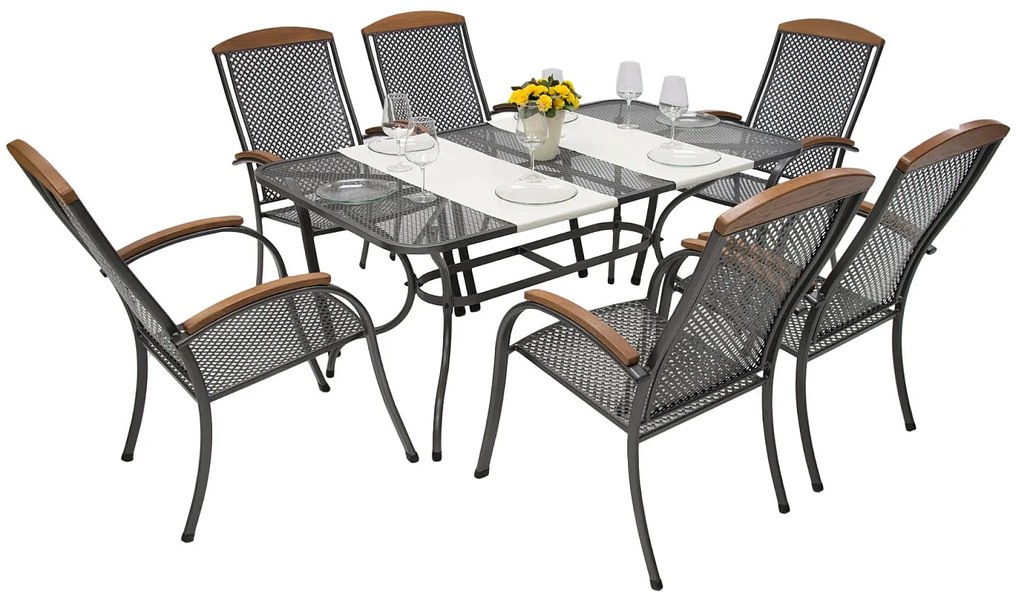 Metalowy zestaw ogrodowy PROVENCE I. 1 + 6 Stół prostokątny 145x 90 cm (CT0309)