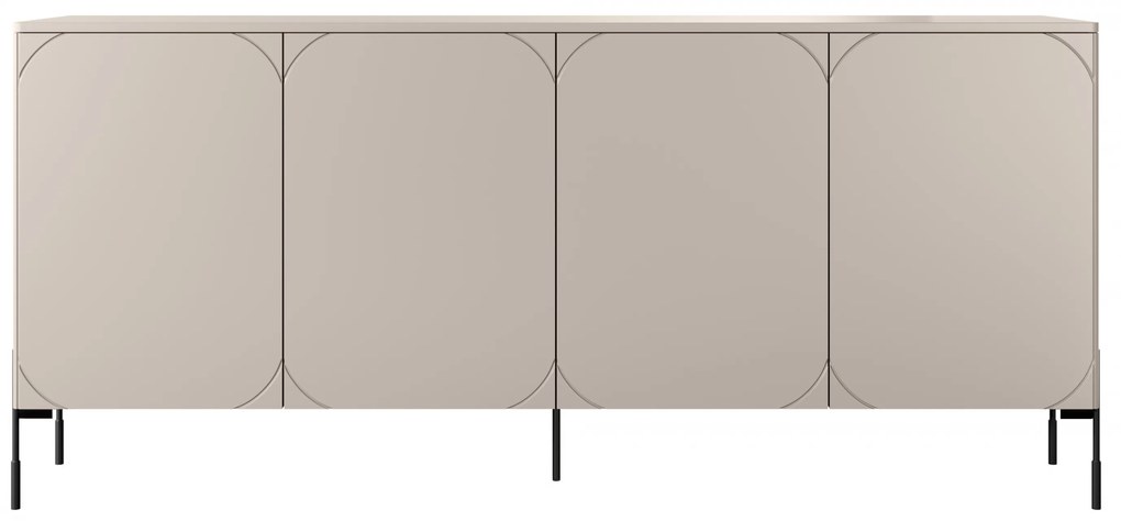 Komoda czterodrzwiowa na metalowych nogach Sonatia 200 cm - kaszmir