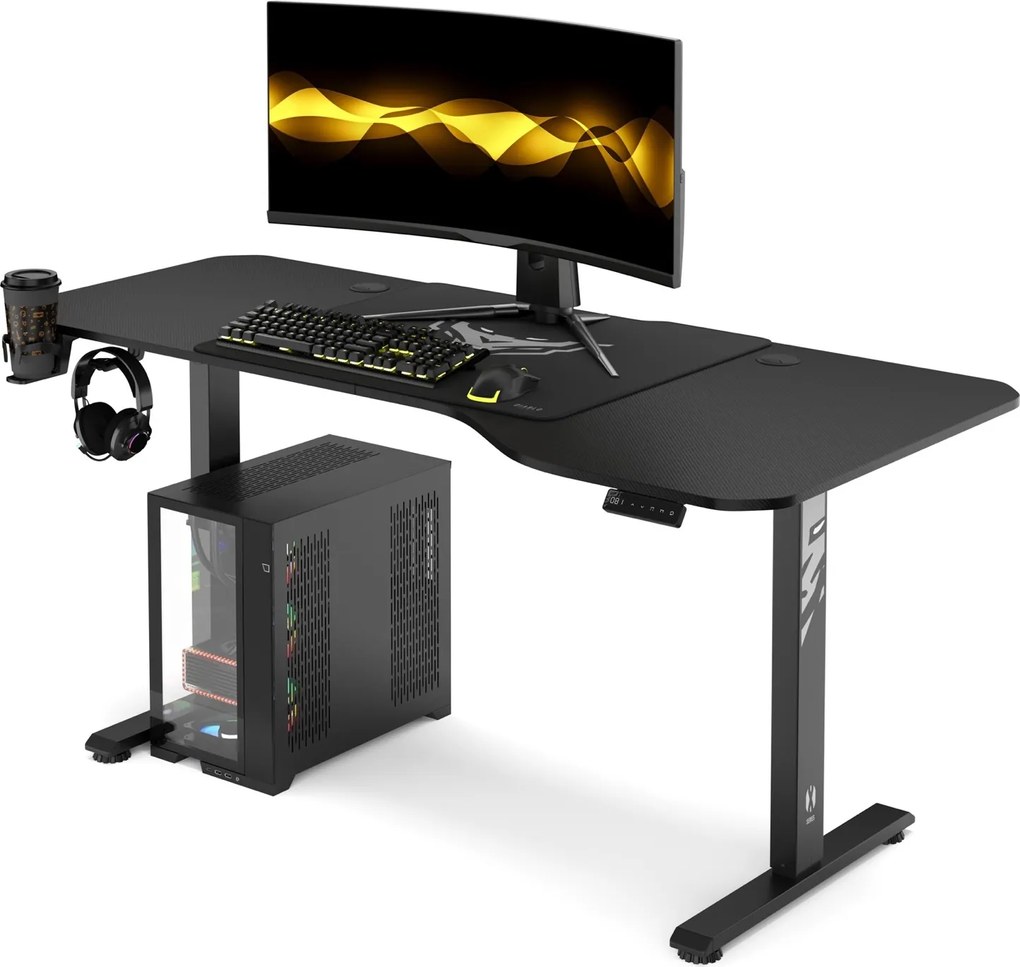 Biurko gamingowe elektryczne Diablo X-Tensio 160 cm, kolor czarny carbon
