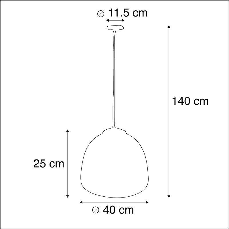 Wisząca lampa czarna z mosiężnym wnętrzem 40 cm - HoodiPrzemysłowy Oswietlenie wewnetrzne