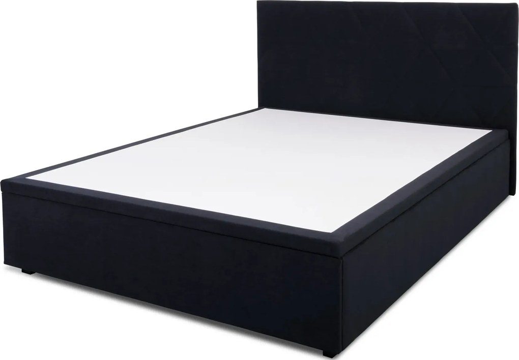 Czarne łóżko pluszowe z pojemnikiem 160x200 G7-F99
