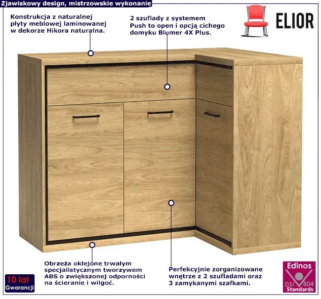 Komoda narożna hikora naturalna T3-M34