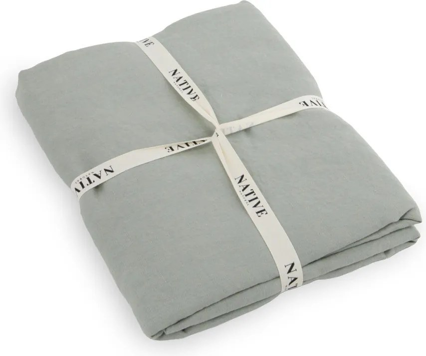 Szarozielona lniana pościel jednoosobowa 135x200 cm Stone – Native Natural