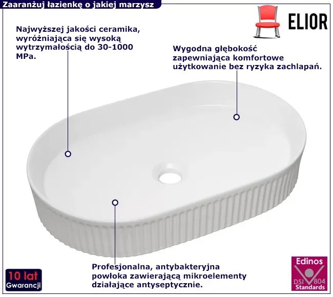 Biała owalna ceramiczna umywalka - Nifo 3X