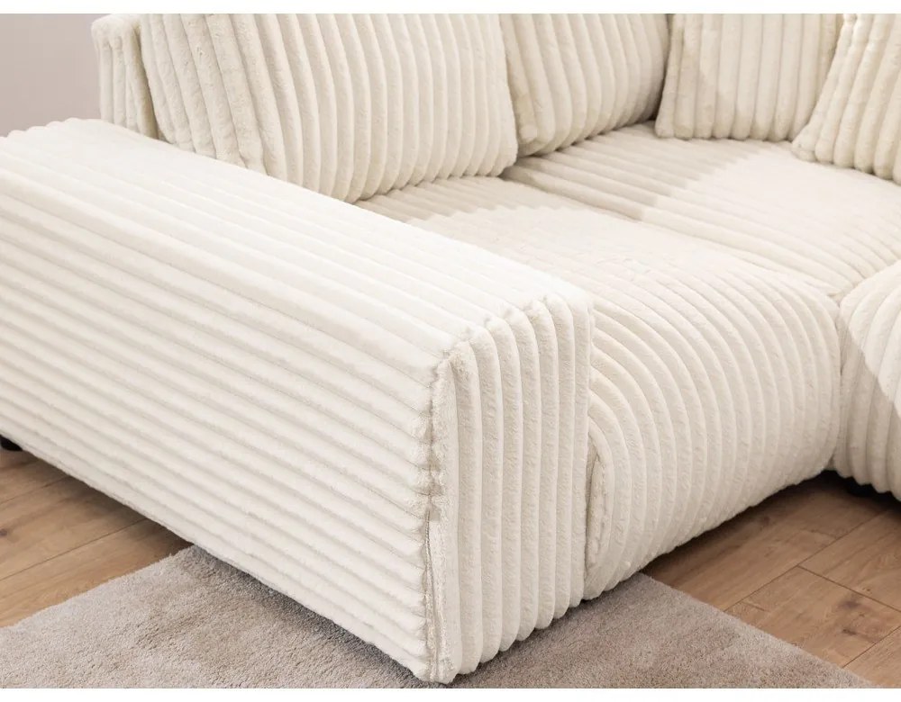 Kremowy sztruksowy narożnik (lewostronny/w kształcie litery U) Justin – Ropez