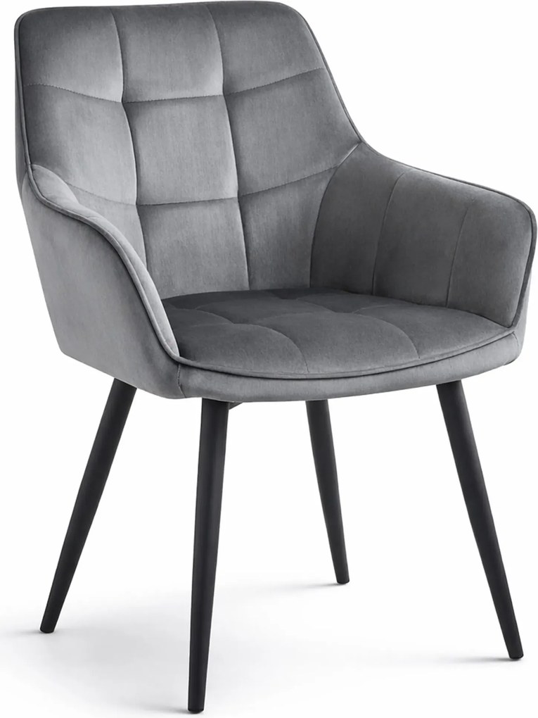 Ciemnoszare krzesło welurowe tapicerowane D6-L17