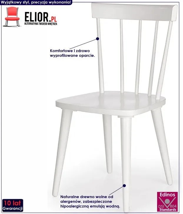 Białe skandynawskie krzesło patyczak E9-A07