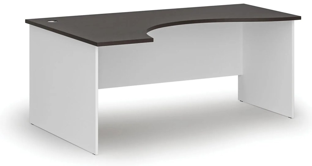 Ergonomiczne biurko PRIMO WHITE, 180x120 cm, lewe, biały/wenge