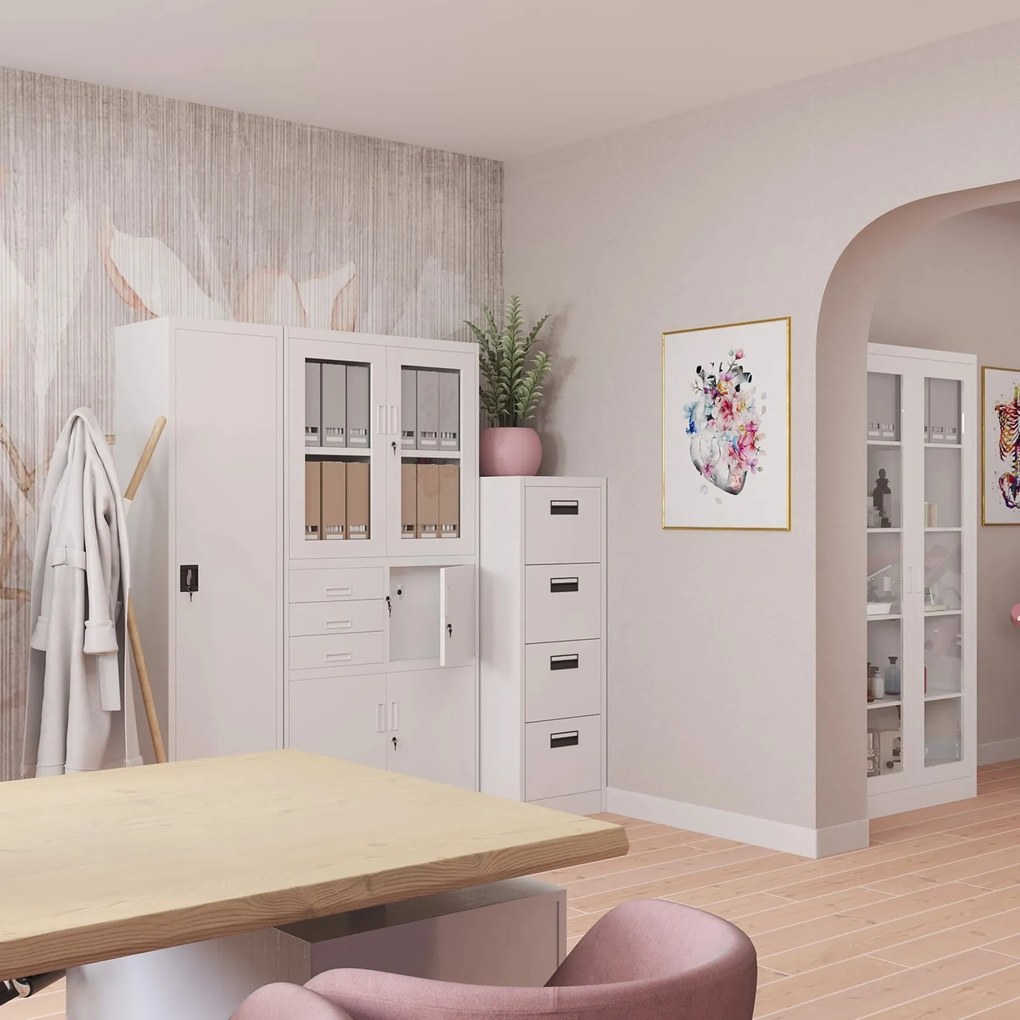 Przeszklona szafa medyczna Amelia 90x40x185 cm biała