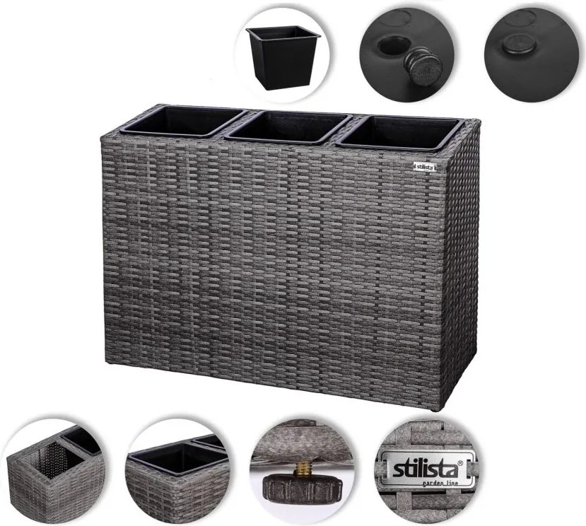 Stilista  Stojak na 3 doniczki, szary, 84 x 29 x 60 cm