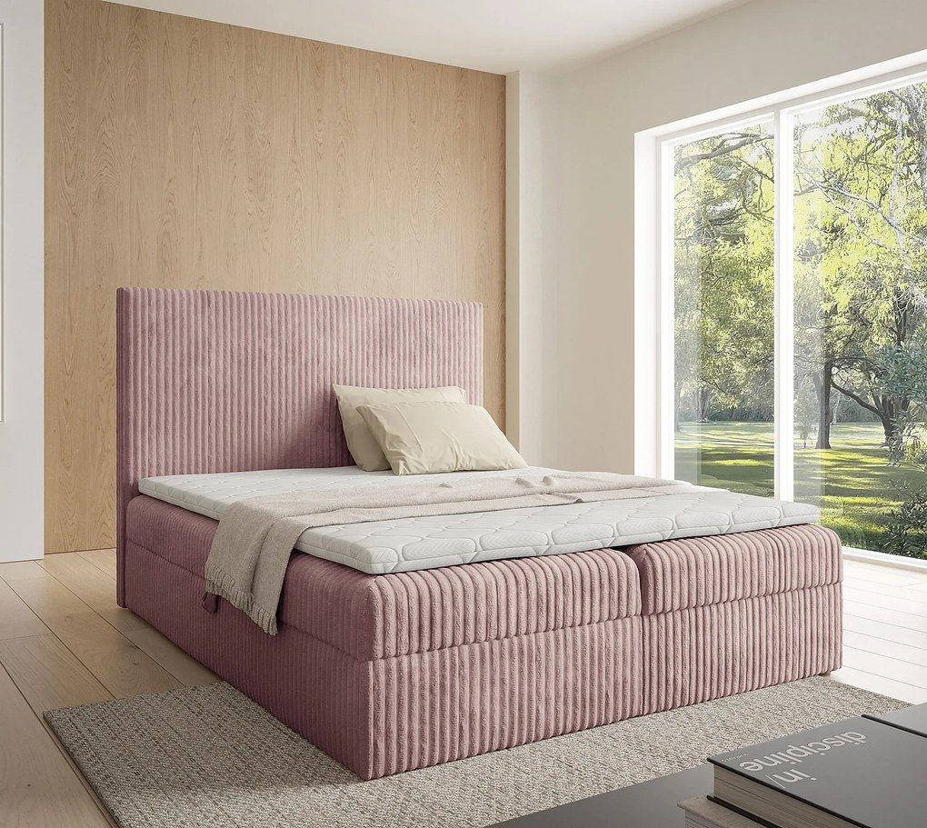 Różowe łóżko kontynentalne z pojemnikiem 5 rozmiarów P0-G51