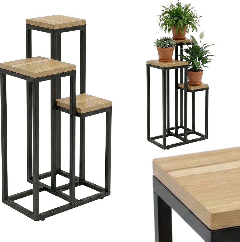 Kwietnik stojący wysoki BIOS na 3 kwiaty, 34 x 34 x 67 cm