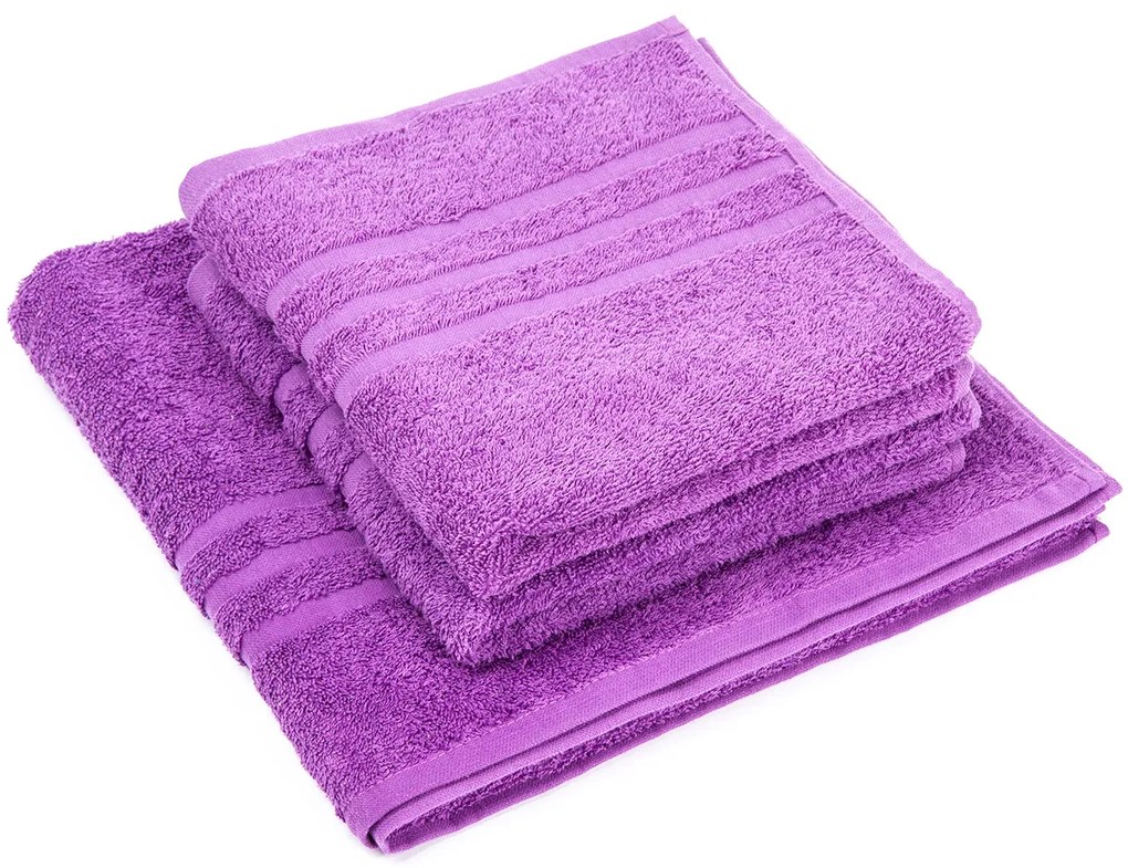 Zestaw ręczników „Classic” fioletowy, 2 szt. 50 x 100 cm, 1 szt. 70 x 140 cm, 2 szt. 50 x 100 cm, 1 szt. 70 x 140 cm