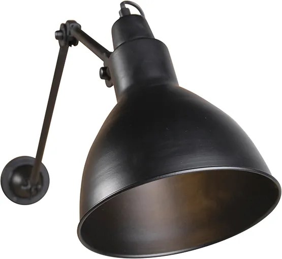 Industrialna lampa ścienna czarna regulowana - Wye