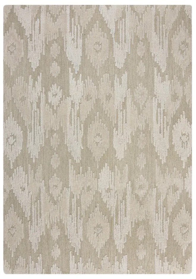 Beżowy wełniany dywan tkany ręcznie 200x290 cm Dion Ikat – Flair Rugs