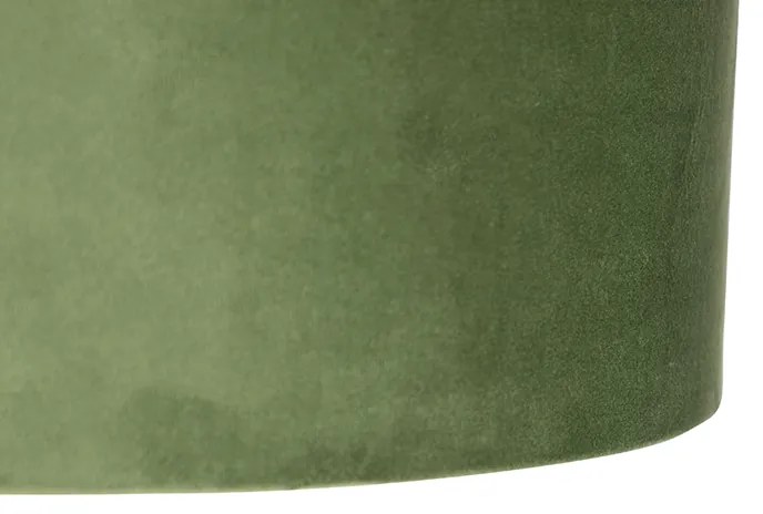 Lampa wisząca czarna z zielonym aksamitnym kloszem ze złotem 35 cm - BlitzWiejski/ Rustykalny / Vintage Oswietlenie wewnetrzne