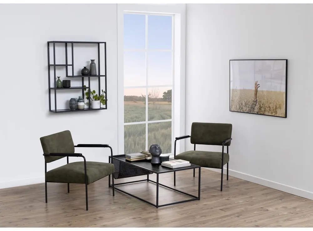 Czarny regał ścienny w dekorze jesionu 75x91 cm Seaford – Actona