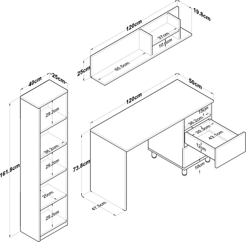 Biurko Hapem Walnut and Anthracite