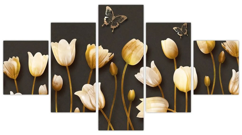 Obraz - Tulipany - abstrakcja (125x70 cm)