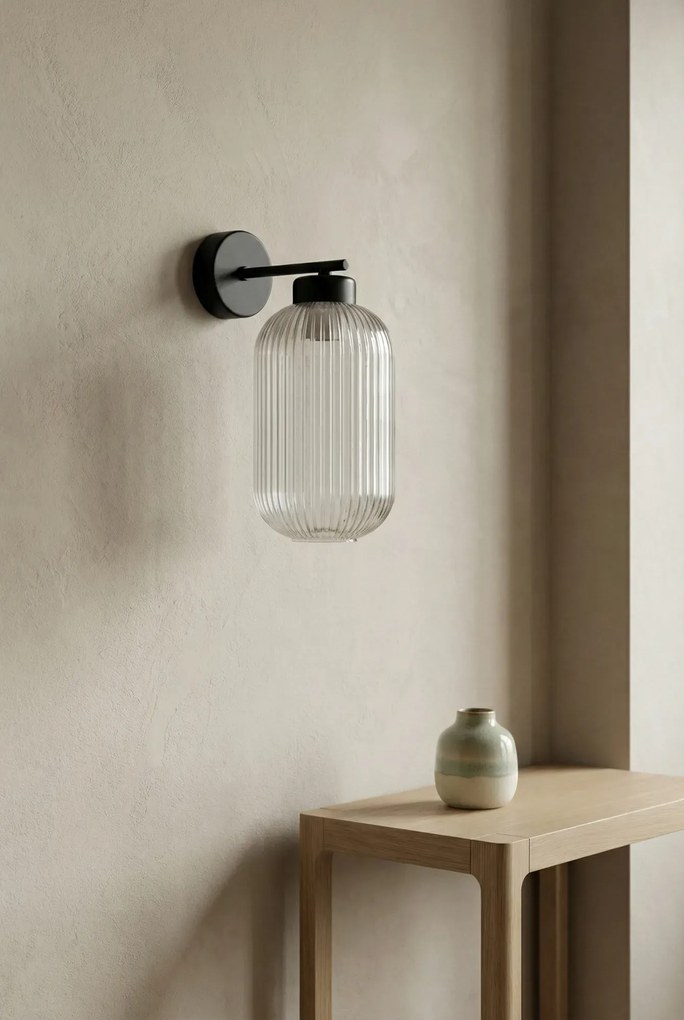 Ryflowany ścienny kinkiet grafitowy L1-L76