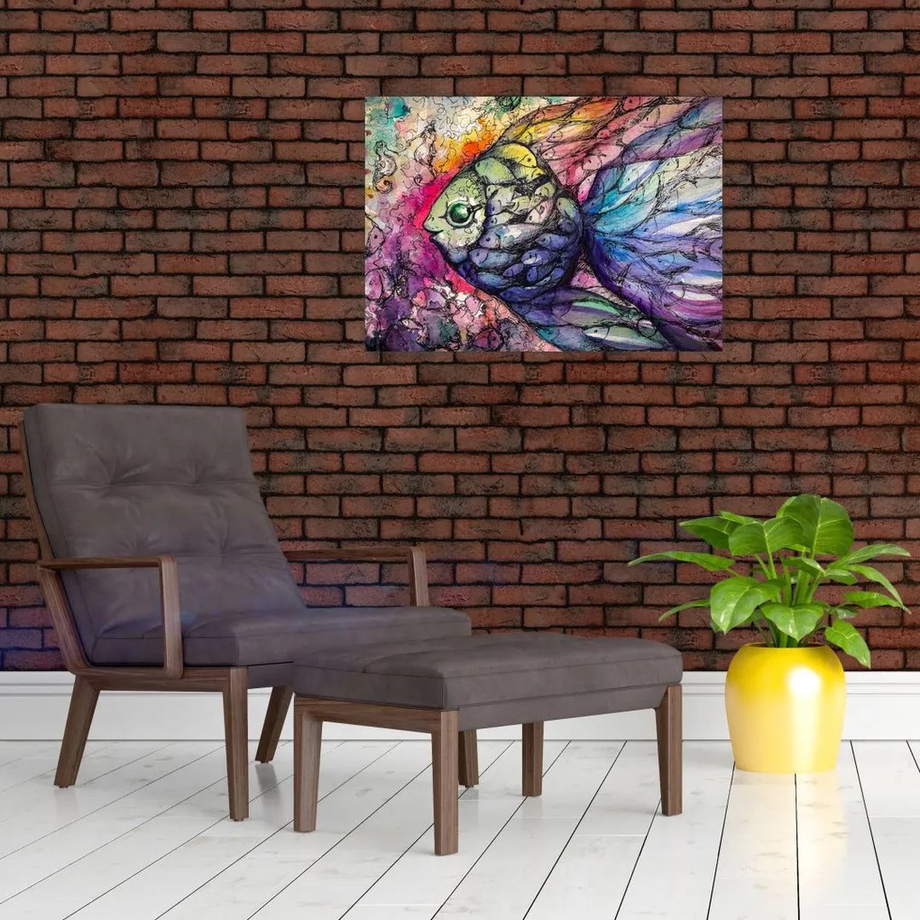 Obraz - Kolorowa rybka (70x50 cm)