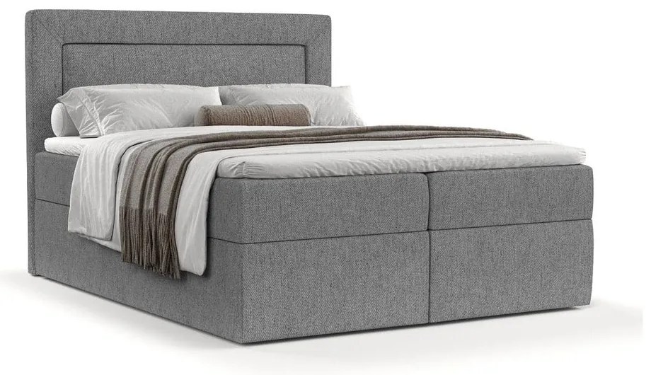 Szare łóżko boxspring ze schowkiem 160x200 cm Imagine – Maison de Rêve
