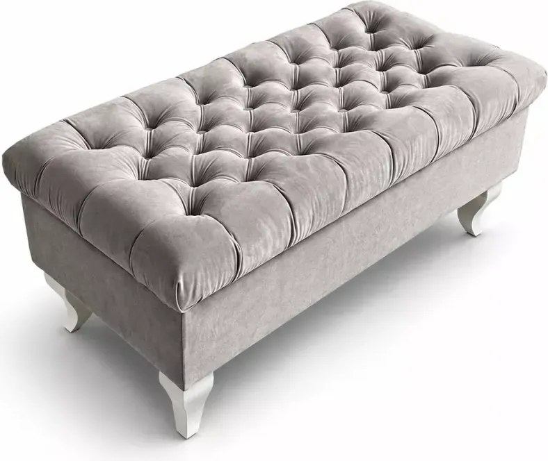 Elegancki podnóżek 90 cm głęboko pikowany w stylu glamour
