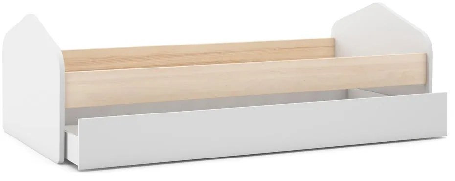 Białe łóżko dziecięce w dekorze sosny z wysuwanym łóżkiem 90x200 cm Estefania – Marckeric