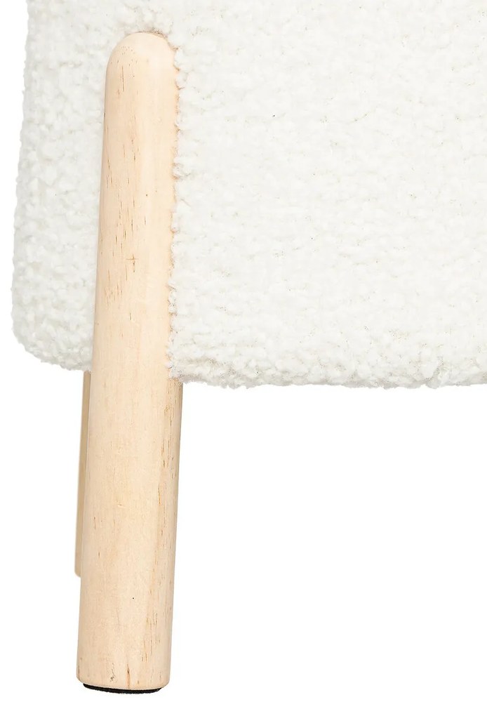 Pufa baranek z sosnowymi nogami BOUCL, 41 x 35 x 41,5 cm