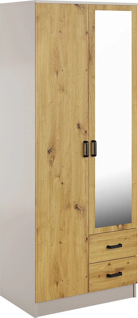 Szafa z lustrem i szufladami kaszmir + dąb artisan A6-B78