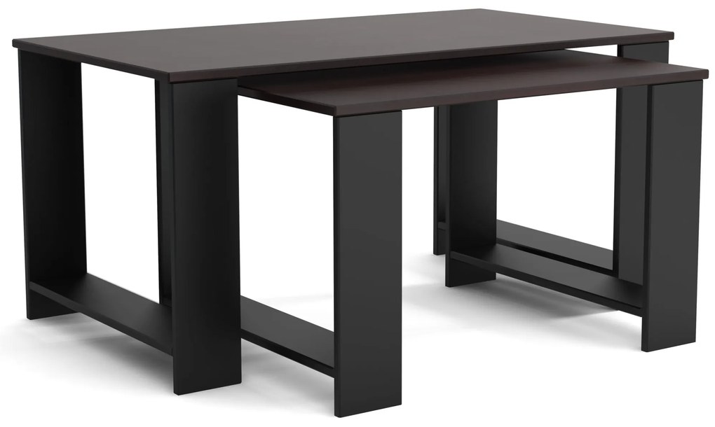 Stoliki kawowe ZESTAW STOLIKÓW 90+65cm MORI Czarny/Wenge