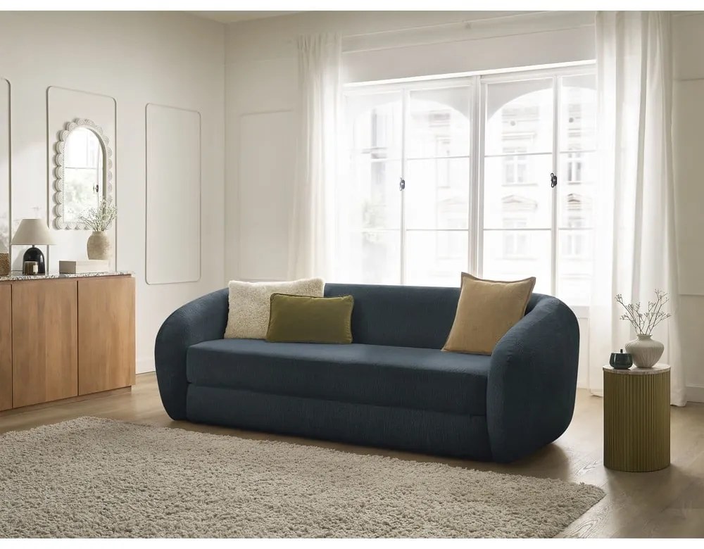 Ciemnoniebieska rozkładana sofa z tkaniny szenilowej 228 cm Neyo – Bobochic Paris