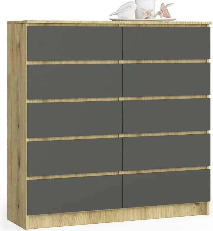 Nowoczesna komoda z szufladami dąb artisan + grafit H5-G07