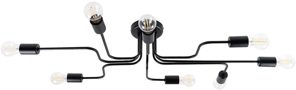 Czarna industrialna lampa sufitowa ośmioramienna - 4X A628 D4-W34